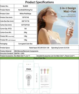 Handheld spray ventilator USB mini draagbare koelventilator met bureaubasis en waterfunctie.