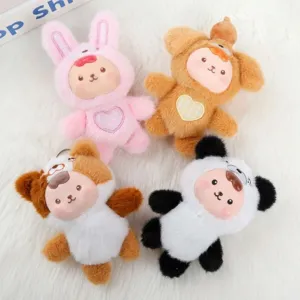 Lindo Peluche con Cara de Vinilo Animal Muñeca Colgante Llavero Dibujos Animados Conejo Oso Rana Bolsa Colgante Adorno Juguete Regalo