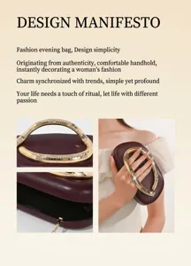 Elegant women evening clutch bag with retro metal handle stylish shoulder handbag for party.