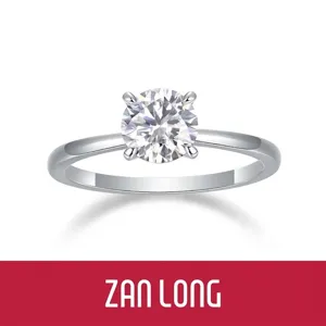 Classic 925 Sterling Silver Moissanite Lab-Grown Diamond Ring For Women Round Brilliant Cut Solitaire Engagement Wedding Band