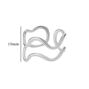 Anello largo geometrico in acciaio inossidabile variante, gioiello in acciaio al titanio argento.