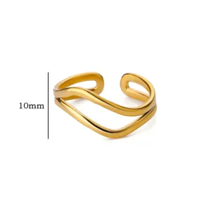 Anello largo geometrico in acciaio inossidabile anello di lusso in titanio irregolare