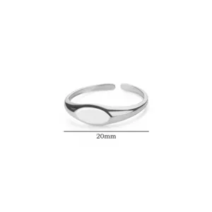Anello largo geometrico in acciaio inossidabile argento anello sigillo gioielli