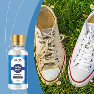 Jue-Fish white shoe cleaning agent 30ml effectively removes stubborn stains on sneakers.