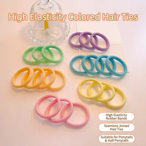 Candy Colored Seamless Hair Ties For Women High Elastic Rubber Bands Minimalist Daily Hair Accessories Scrunchies
