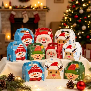 Christmas portable candy gift box paper packaging for holiday party treats and gifts.