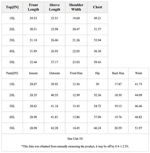 Plus size mens suit size chart top and pants dimensions guide for formal business wedding wear.