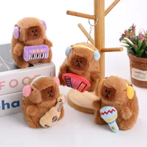 Cute Capybara Plush Toy Pendant Cartoon Stuffed Animal Doll Bag Hanging Decoration Musical Instrument Electronic Keyboard Guitar Gift