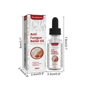 WEST MONTH anti fungus nail relief care oil 10ml with dropper bottle and packaging box.