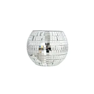Zilveren disco bal glas mozaïek pennenbakje, bureau organizer en kandelaar decoratie