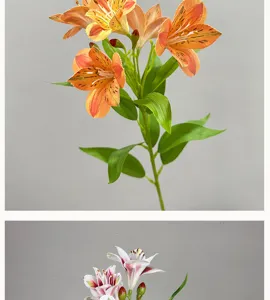 Artificial Alstroemeria lily flowers detail view, perfect for home decor and floral arrangements.