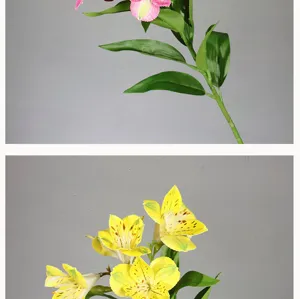 Close-up detail view of artificial alstroemeria flower arrangement for home decor.