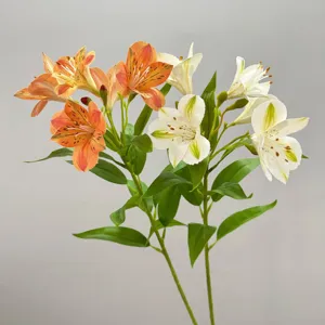 Artificial Flowers Lily Alstroemeria Fake Flowers Bundle For Home Decor Wedding Party Photography Outdoor Floral Arrangement