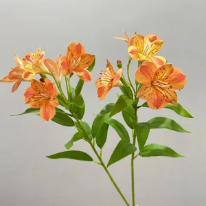 High quality artificial alstroemeria flowers orange lily fake floral for home decor