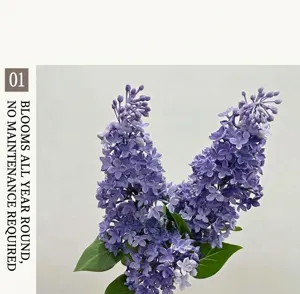 Artificial lilac flower bouquet soft rubber fake floral home living room decoration item