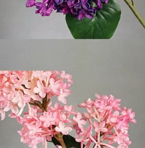 Artificial lilac flower detail, high-quality soft rubber material, realistic home decor.