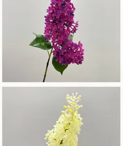 Artificial lilac flower branch soft rubber fake floral detail for home decor and living room.