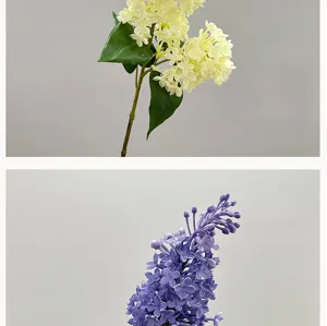 Artificial lilac flower detail view, soft glue faux floral decor for living room aesthetic.