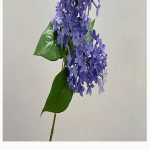 Artificial lilac flower branch soft rubber purple floral decor home living room ornament