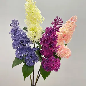 Artificial Lilac Flowers Soft Rubber Fake Lilac Stems For Home Living Room Decoration Oil Painting Style Floral Arrangement