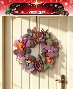 Autumn artificial peony hydrangea wreath for home door courtyard window wall hanging decor