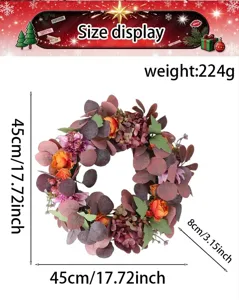 Autumn Thanksgiving artificial flower peony hydrangea wreath for home decor 45cm