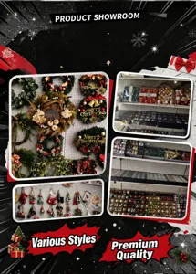 Christmas wreath and bauble set decorative items for home holiday showroom festive party display.