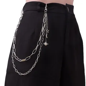 Punk hip hop multi-layer metal pants chain waist chain for women and men street style trousers accessory
