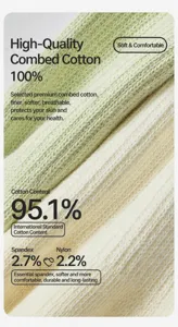 Comfortable women's cotton socks with high count combed cotton material detail view.