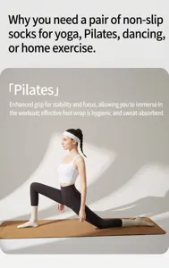 Non-slip grip yoga pilates socks for women, mid-calf athletic fitness and indoor training.