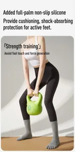 Non-slip five toe yoga socks for women, breathable cotton mid-tube pilates training.