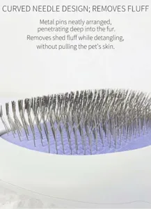 Pet Slicker Brush Metal Curved Pins Grooming Comb for Cats and Dogs Fluff Remover