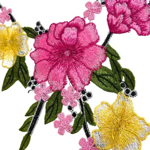 Colorful embroidered lace false collar floral applique clothing accessory multi-color floral patch