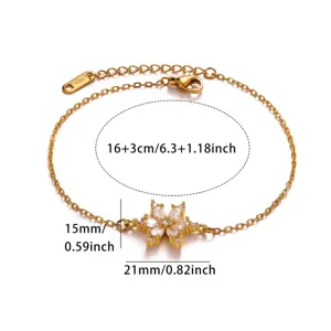 Pulsera de flor de circón dorada cadena de estrella de acero inoxidable regalo