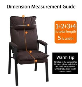 Mahjong chair size measurement guide showing total length and width dimensions clearly.