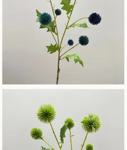 Detalle de flor de cardo artificial, perfecto para arreglos florales de bodas y decoraciones.