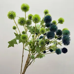 Ramo de flores de cardo globoso artificial planta puntiaguda falsa para decoración