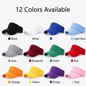 Vue détaillée des chapeaux de visière de soleil vides colorés avec de multiples options.