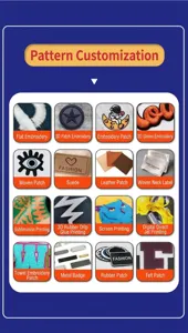 Gráfico de visualización de opciones de artesanía de bordado de gorra de béisbol.