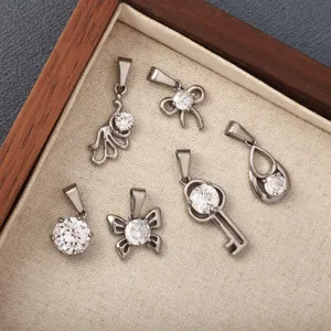 Stainless steel cubic zirconia pendant charms wholesale assorted cute shapes jewelry DIY