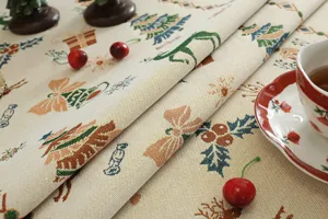 Christmas jacquard tablecloth detail texture festive holiday table runner home decor