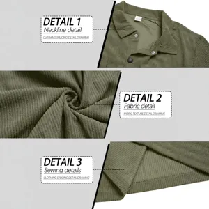 Camicia a maniche lunghe in velluto a coste uomo tinta unita autunno inverno moda top