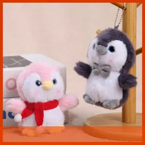 Cute Penguin Plush Toy Stuffed Animal Soft Doll Cartoon Bag Pendant Keychain With Scarf Bowtie Decoration For Kids Gift