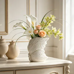 Vaso da fiori in ceramica bianca moderno nordico dettaglio per arredamento salotto