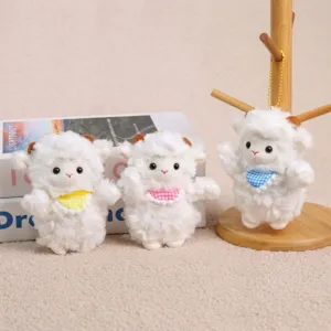 Cute Little Sheep Plush Doll Pendant Soft Stuffed Animal Toy Keychain Bag Hanging Ornament Fluffy Cartoon Gift