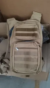Tactical hydration backpack for outdoor hiking, cycling and hunting, durable multi-pocket design.