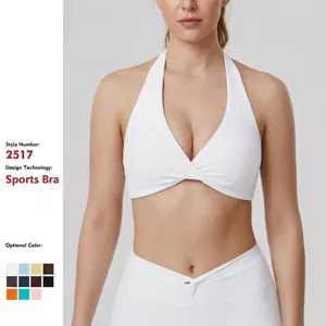 Women Activewear Halter Sports Bra Cross Hollow Back Fitness Running Workout Gym Athletic Crop Top Removable Pads