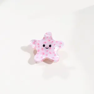 Pince à cheveux étoile de mer rose, mini accessoire mignon en acétate pour femmes.
