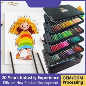 Crayons de couleur huile 120 couleurs en boite en fer multicouche, ideaux pour dessin et art.