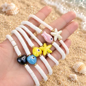 Oceaan Vakantiestijl Zachte Keramiek Keramiek Sieradenset Ketting Armband Oorbellen Handgemaakt Strand Sieraden Cadeau Voor Vrouwen